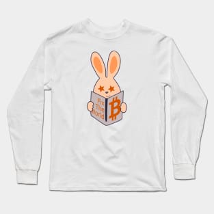 Happy bunny - Orange-pilled rabbit reading Bitcoin book Long Sleeve T-Shirt